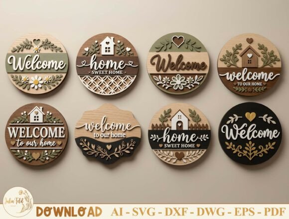 Download Welcome Sign Laser Cut File SVG Bundle - Cut file svg Collection
