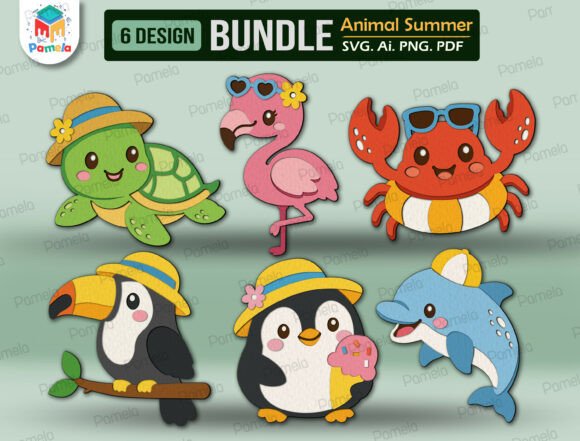 Download Summer Animal Paper Cut File SVG Bundle - Cut file svg Collection
