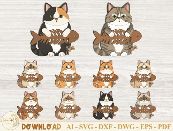 Download Cat Key Holder Laser Cut File SVG Bundle - Cut file svg Collection