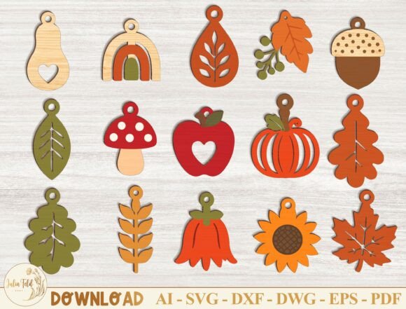 Download Fall Earrings Laser Cut File SVG Bundle - Cut file svg Collection