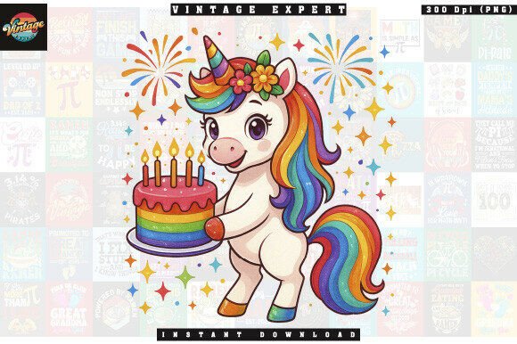 Download Unicorn with Rainbow Birthday Cake PNG - Premium Resources