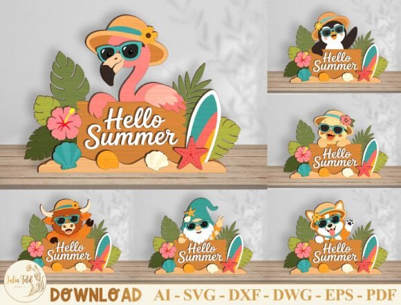 Download Hello Summer Laser Cut File SVG Bundle - Cut file svg Collection