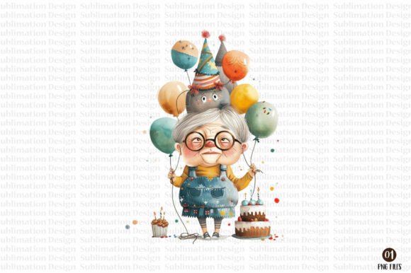 Download Whimsical Senior Lady Birthday Cake PNG - Birthday cake png Collection