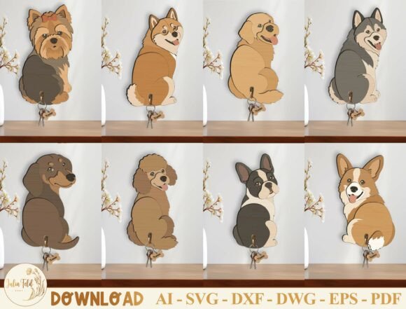 Download Dog Key Holder Laser Cut File SVG Bundle - Cut file svg Collection